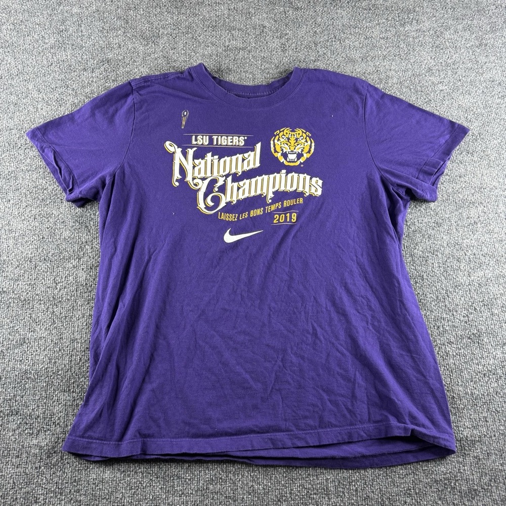 LSU Tigers Shirt Mens XL Purple NCAA Football Nike 2019 National Champions‎ Tee